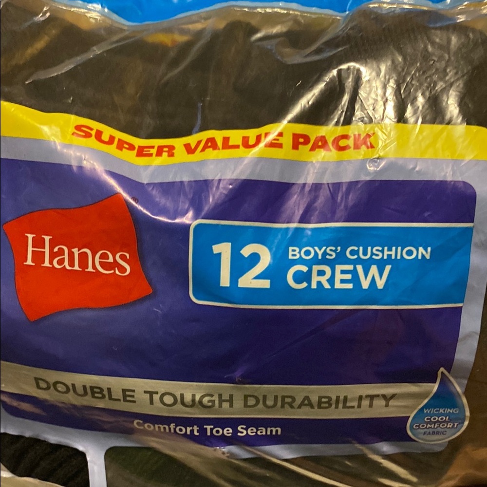 Hanes Boys' Cushion Crew‎ Socks - 12 Pack